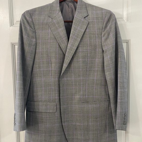 Miro CarpiniMens grey & purple plaid sport coat